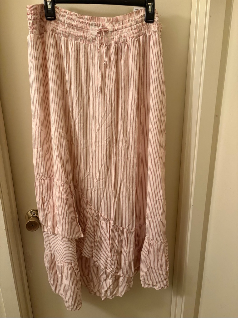 Sonoma Pale Pink Striped Tiered Maxi Skirt
